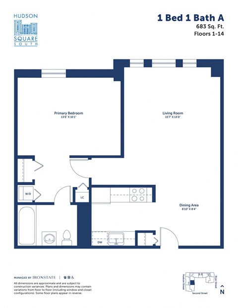 a floor plan of a unit with a bedroom and a living room